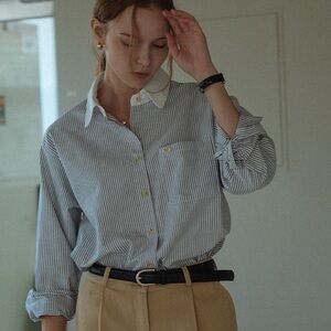 NEW W Concept Known Better Navy Striped Button Up Shirt